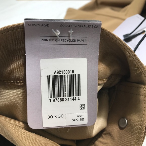 Levi's 511 Slim Tech Pants Men 30x30 Brown Quick Dry Breathable Stretch New - Picture 10 of 16